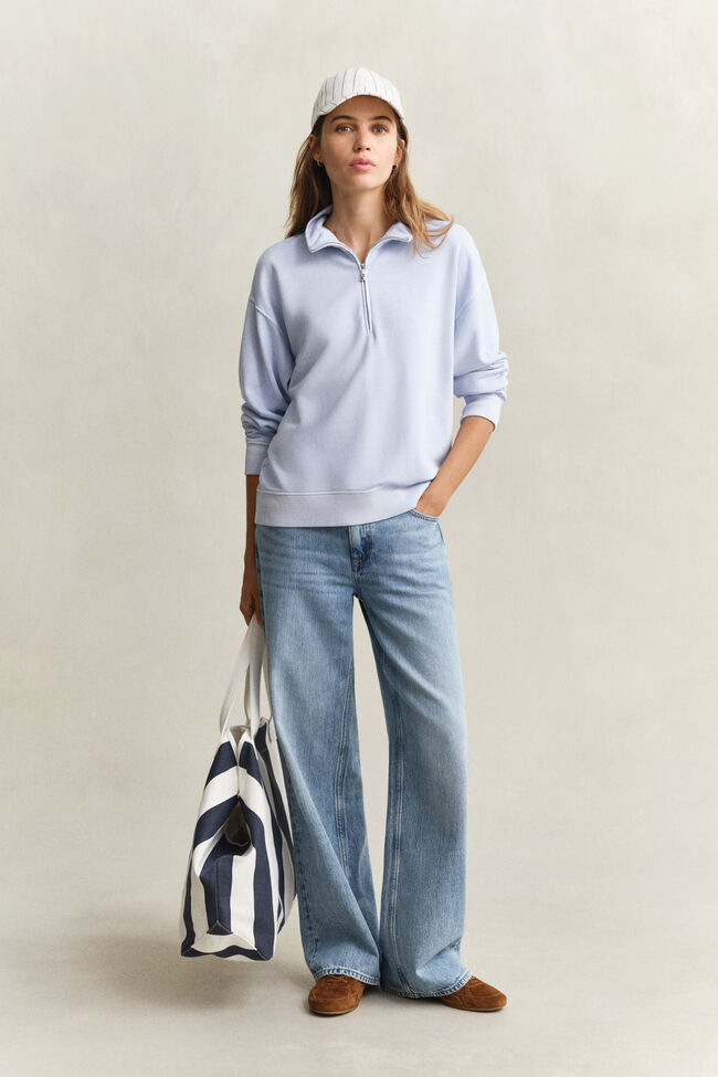 Gewaschenes Shield Sweatshirt mit Rei&szlig;verschlusskragen