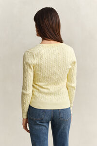V-Neck Pullover mit Zopfmuster