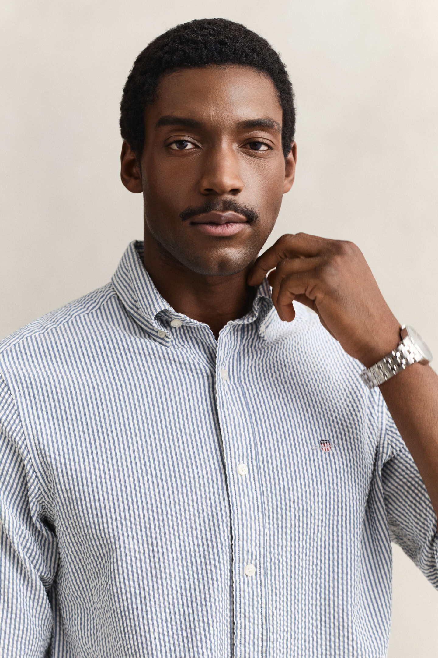 Regular Fit Seersucker Hemd mit Streifen