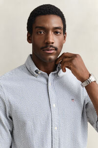 Regular Fit Seersucker Hemd mit Streifen