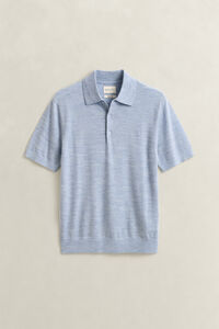 Kurz&auml;rmeliger Polopullover aus extrafeiner Merinowolle