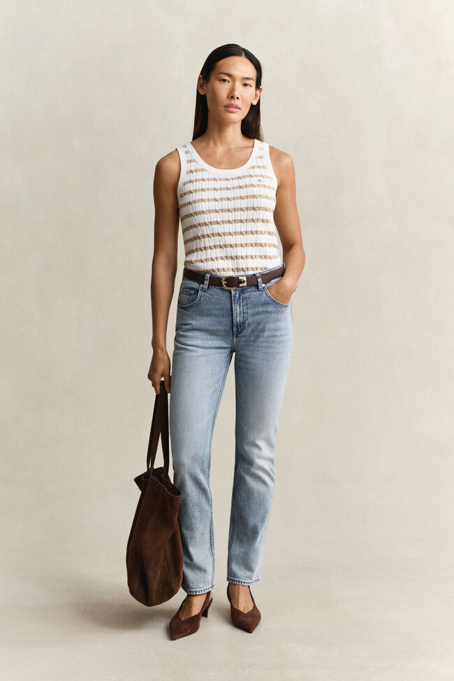 Gestreiftes Zopfstrick Tanktop