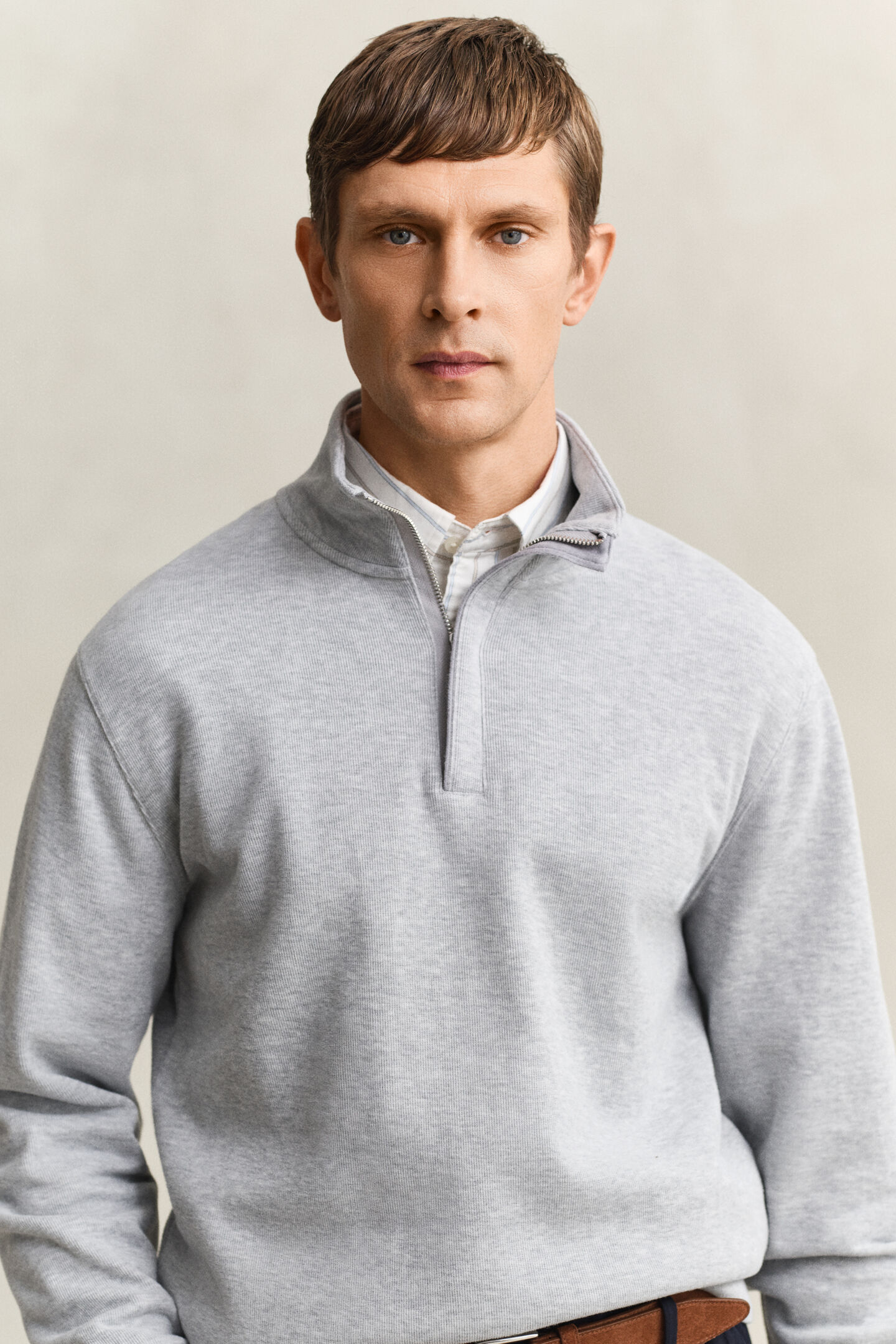 Sacker Rib Sweatshirt mit Rei&szlig;verschlusskragen