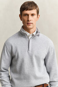 Sacker Rib Sweatshirt mit Rei&szlig;verschlusskragen