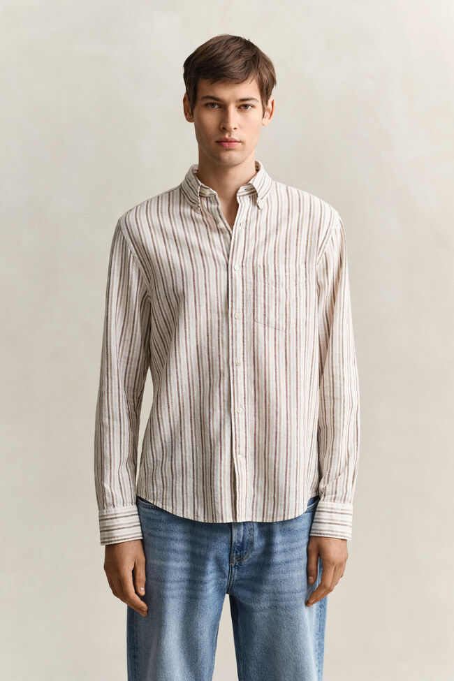 Gestreiftes Hemd aus Leinenmix