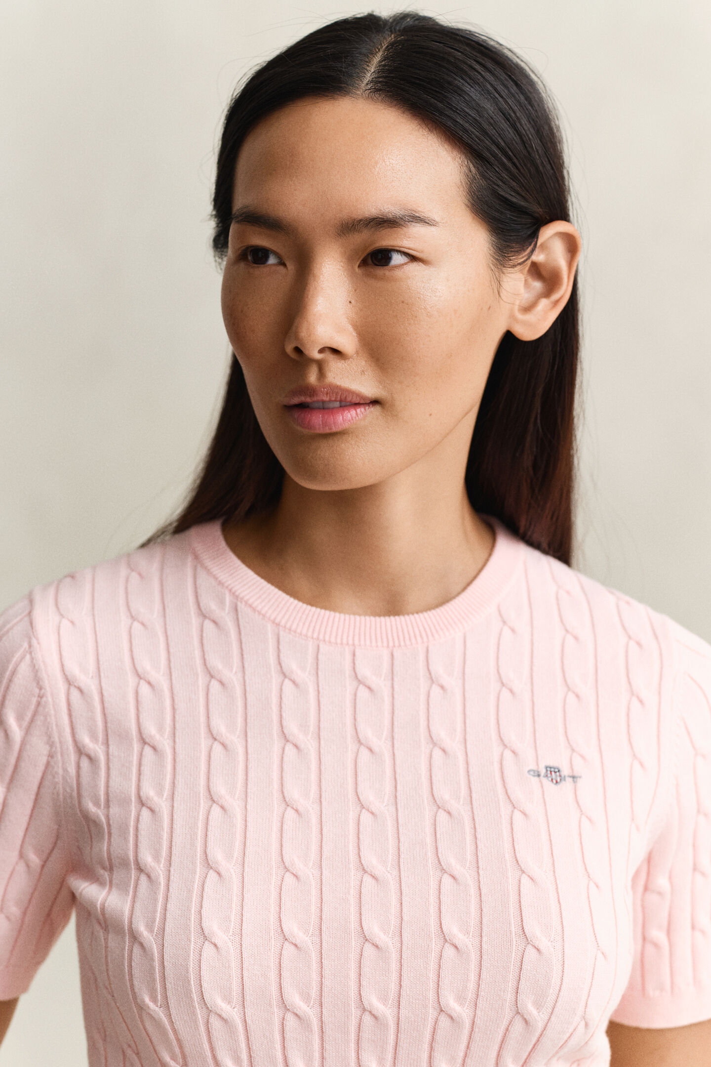 Zopfstrick Kurzarmpullover