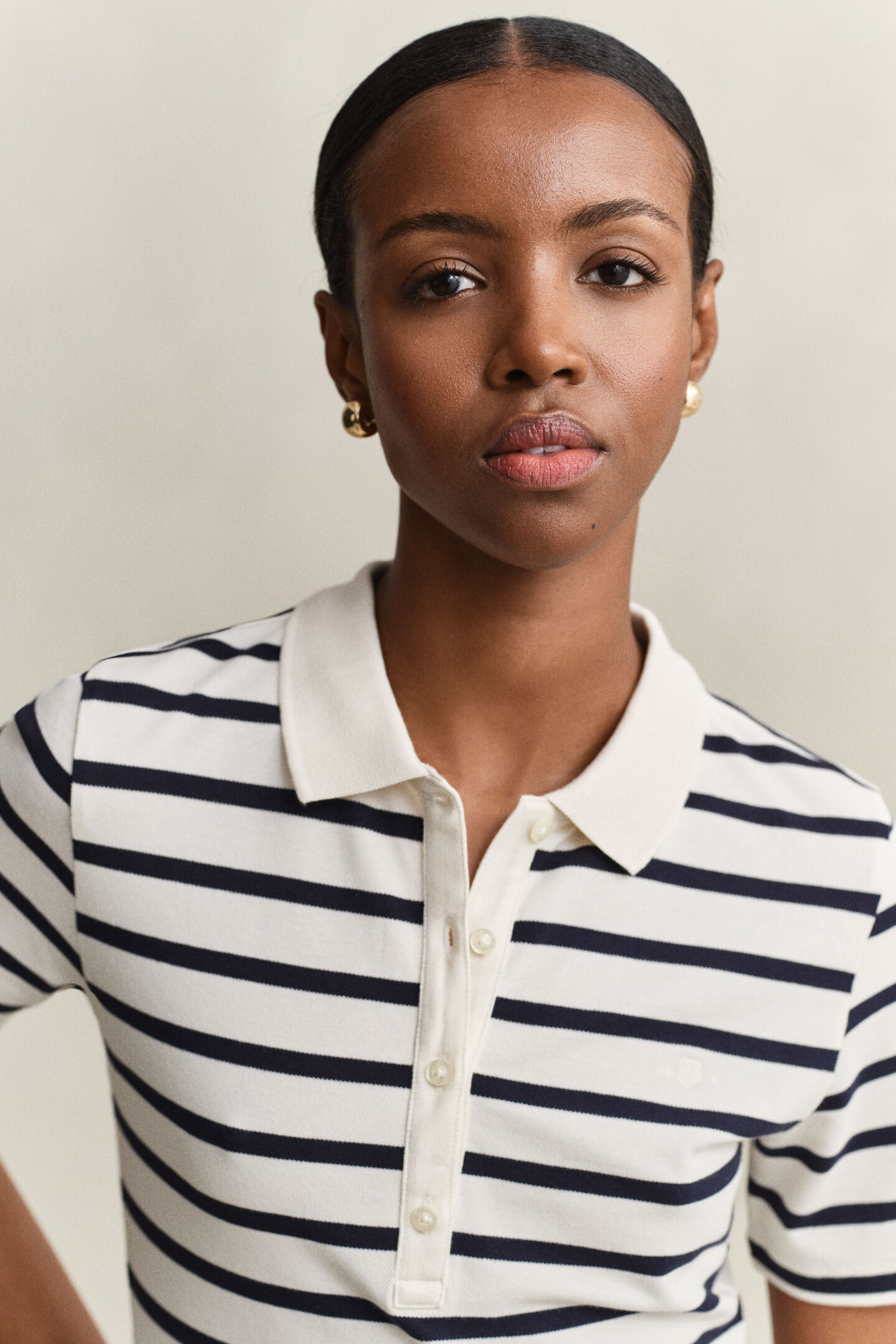 Piqu&eacute; Poloshirt mit Streifen