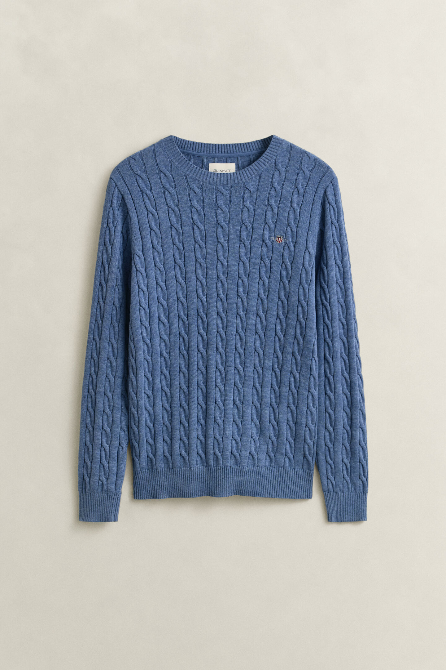 Zopfstrick Rundhalspullover aus Baumwolle