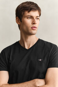 Slim Fit Shield T-Shirt mit V-Ausschnitt