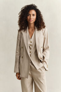 Pinstripe Blazer aus Leinenmix