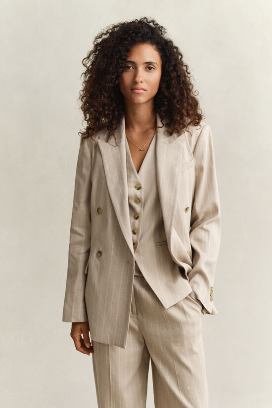 Pinstripe Blazer aus Leinenmix