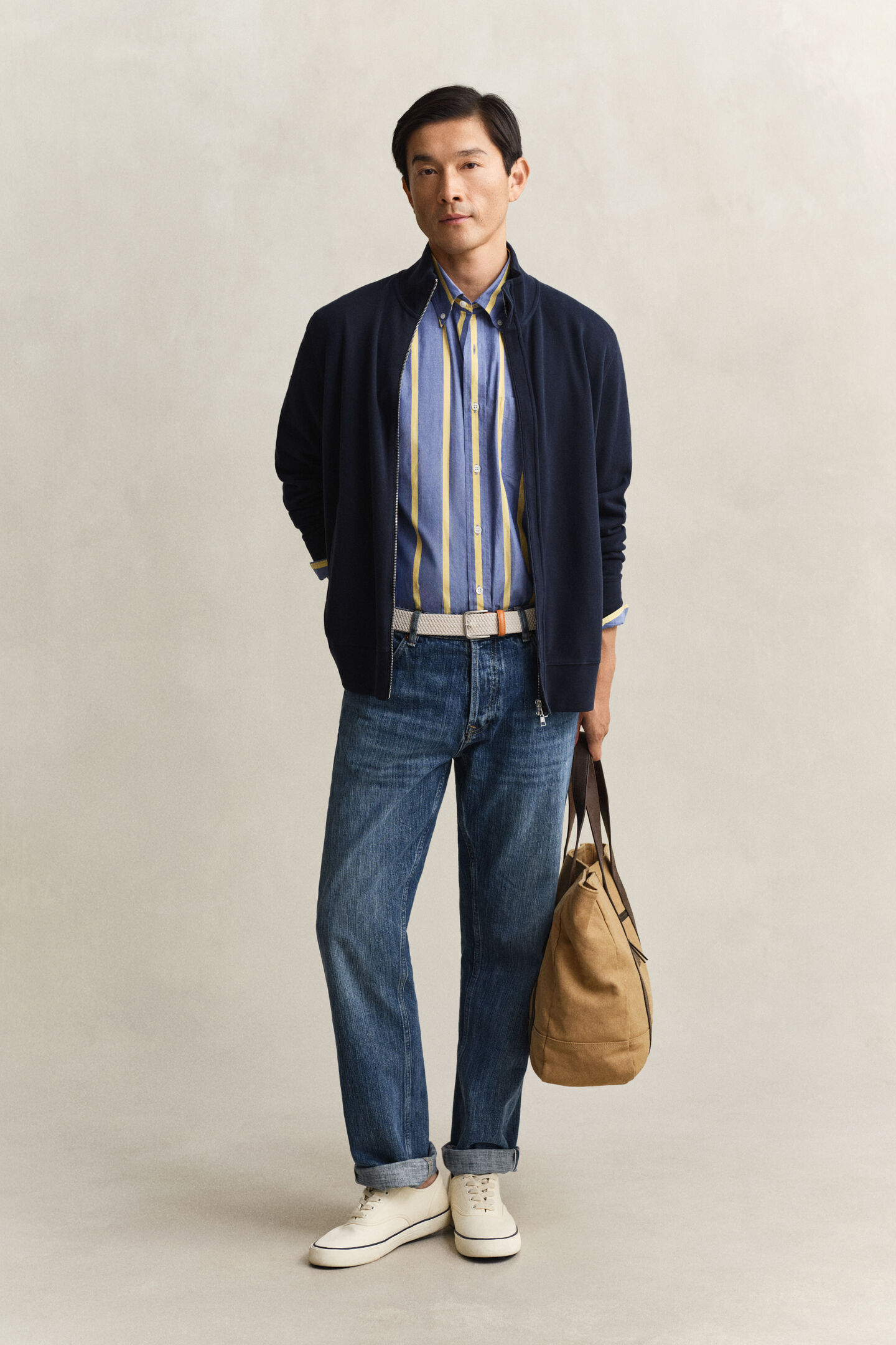 Sacker Rib Sweatjacke mit Rei&szlig;verschluss