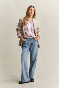 Regular Fit Leinen Bluse mit Streifen