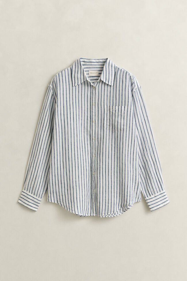 Relaxed Fit Leinen Bluse mit Streifen