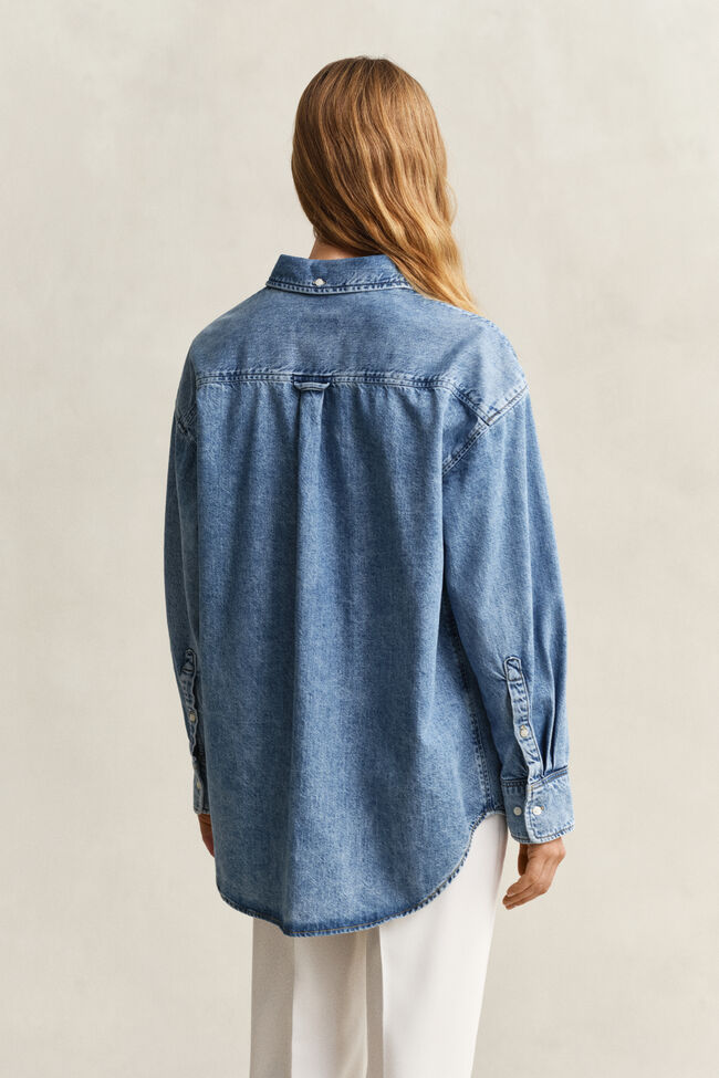 Jeansbluse mit Stickerei