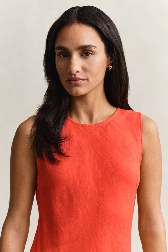 Schr&auml;g geschnittenes Midikleid aus Leinen