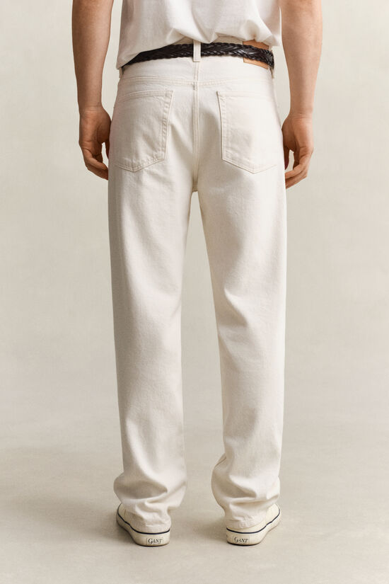 Ecrufarbene Straight Fit Jeans