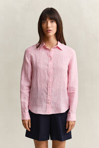 Regular Fit Leinen Bluse mit Streifen