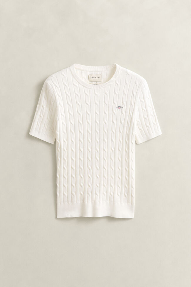 Zopfstrick Kurzarmpullover