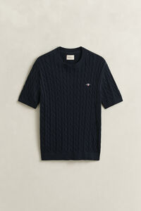 Zopfstrick Kurzarmpullover aus Baumwolle