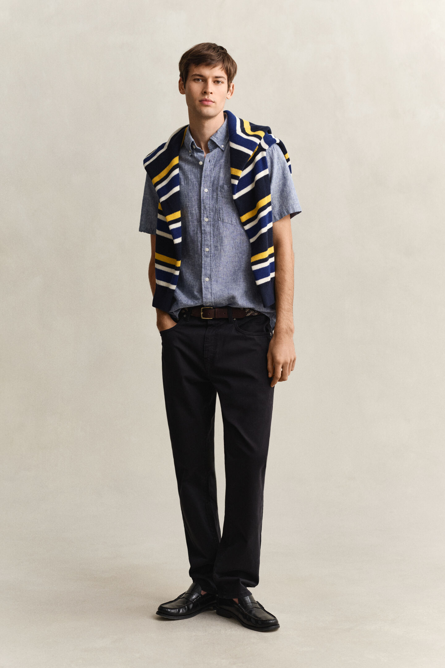 Kurzarm-Hemd aus Leinenmix