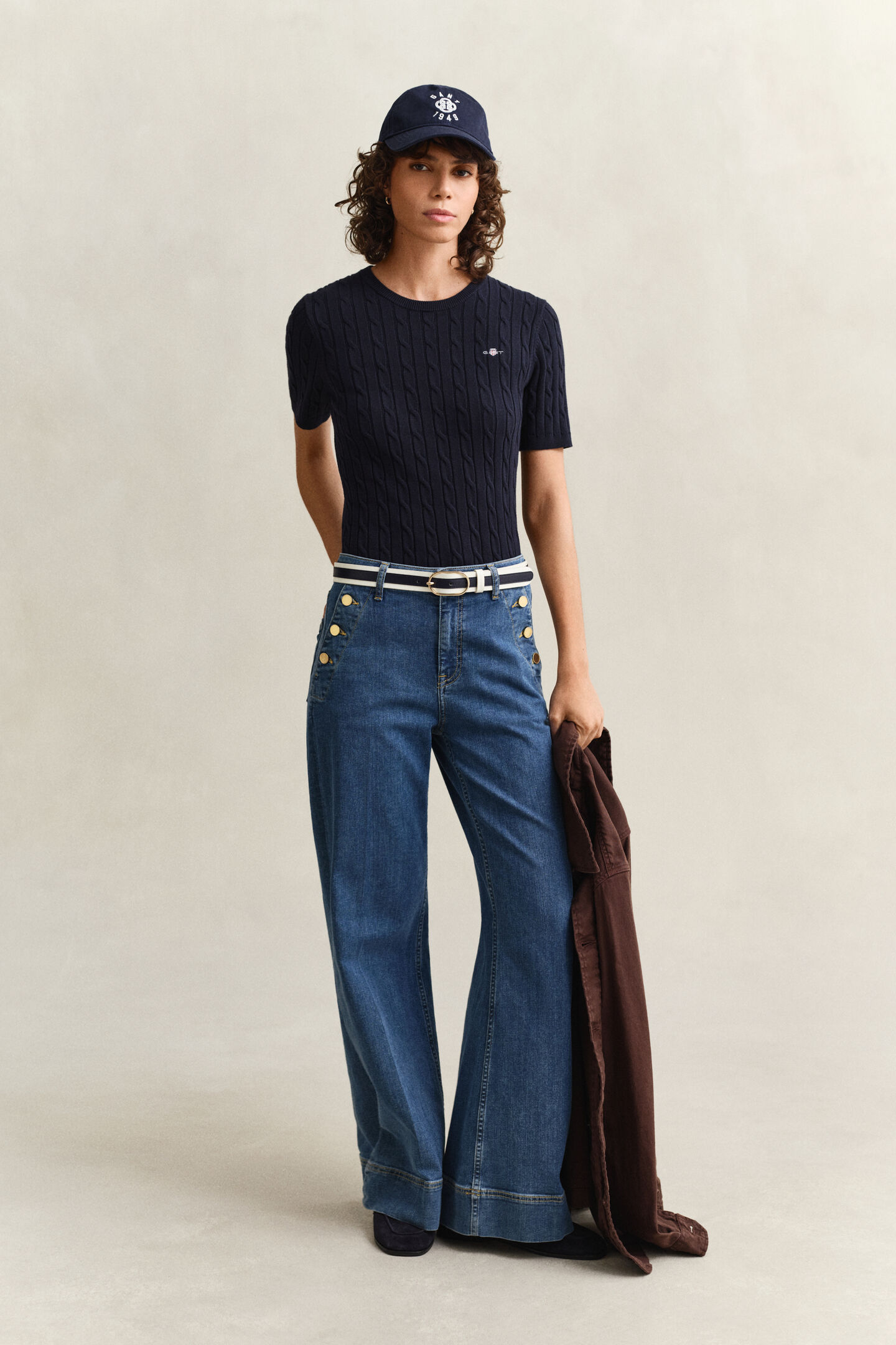 Zopfstrick Kurzarmpullover