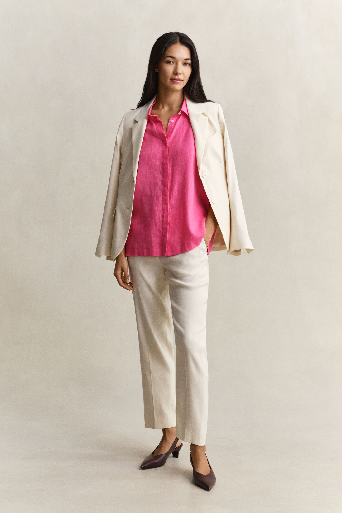 Leinenbluse mit Fl&uuml;gel&auml;rmeln